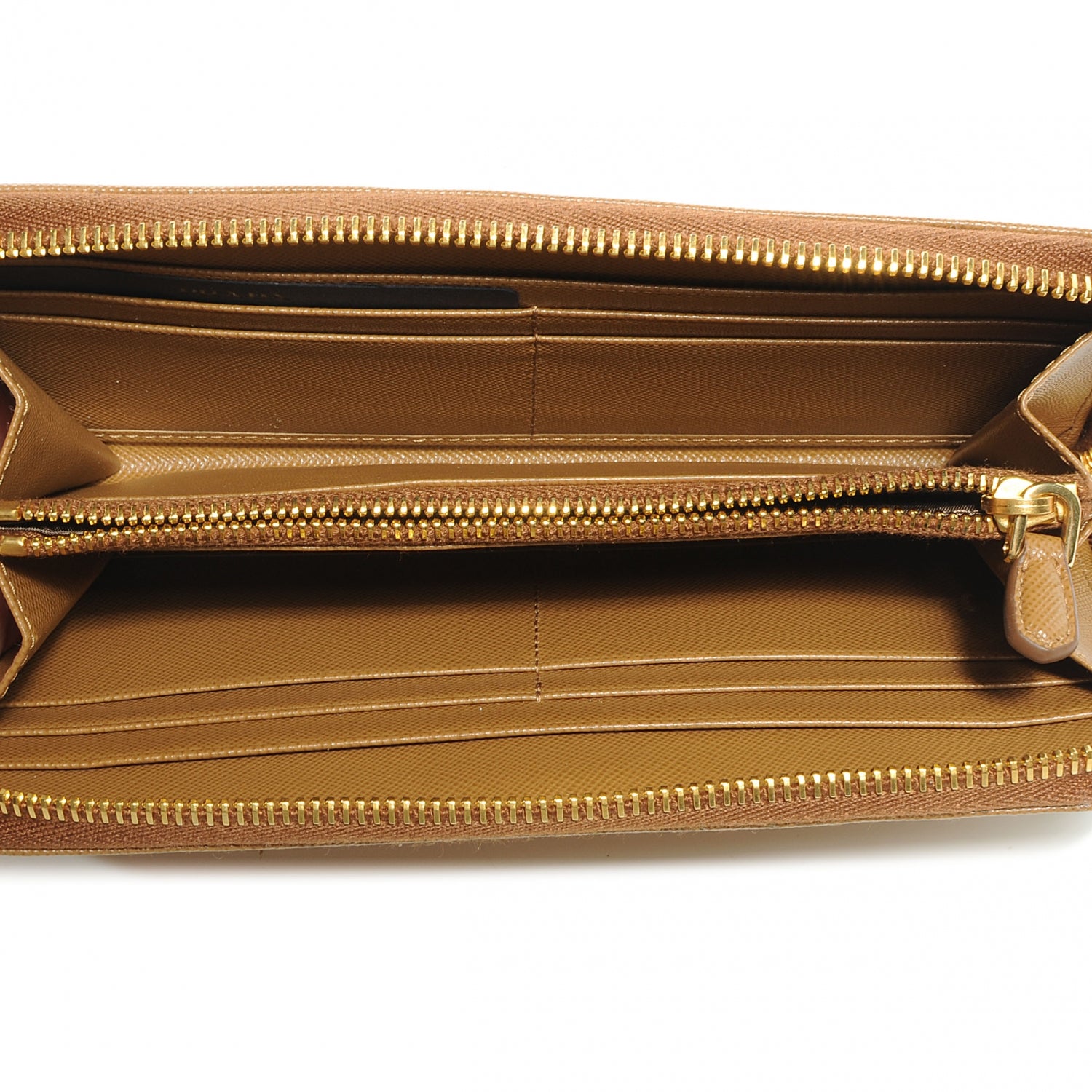 Prada Saffiano Zip Around Wallet Caramel 5 of 8