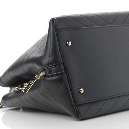 Chanel Calfskin Stitched Large Chevron Chic Shopping Bag Black 9 of 10