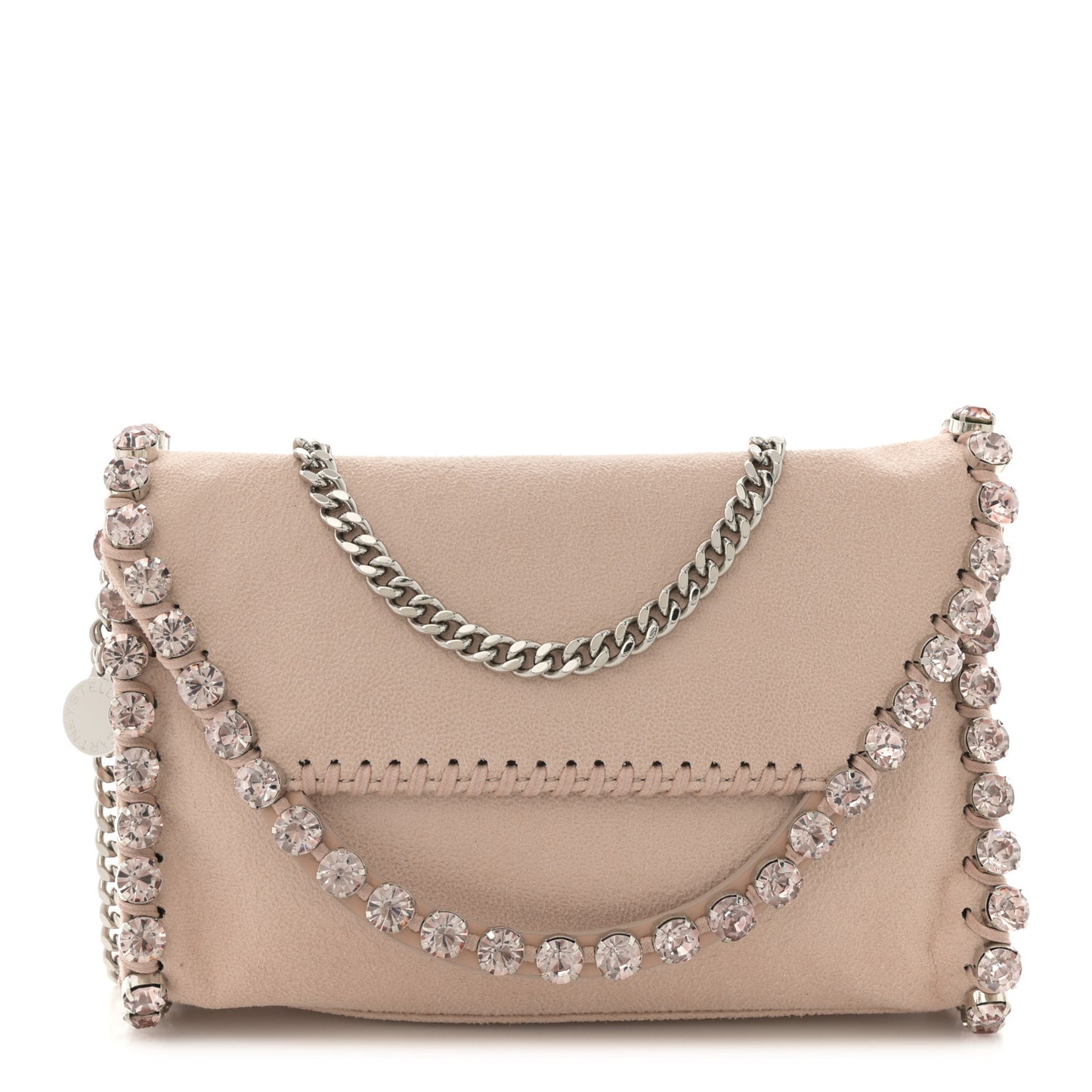 Shaggy Deer Mini Fold Over Falabella Crystal Crossbody Blush Nude