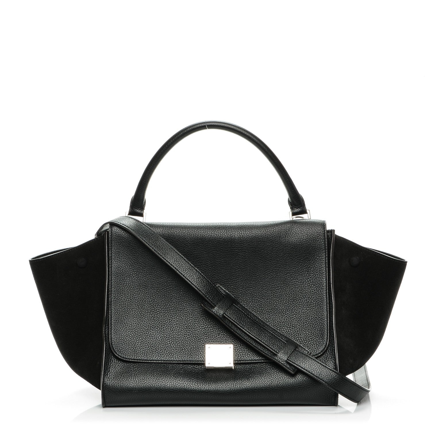 Celine Drummed Calfskin Suede Medium Trapeze Black 1 of 8
