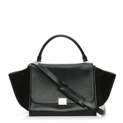 Celine Drummed Calfskin Suede Medium Trapeze Black 1 of 8