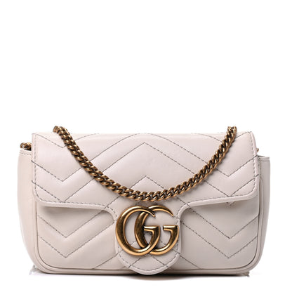 Gucci Calfskin Matelasse Super Mini GG Marmont Shoulder Bag White 1 of 4