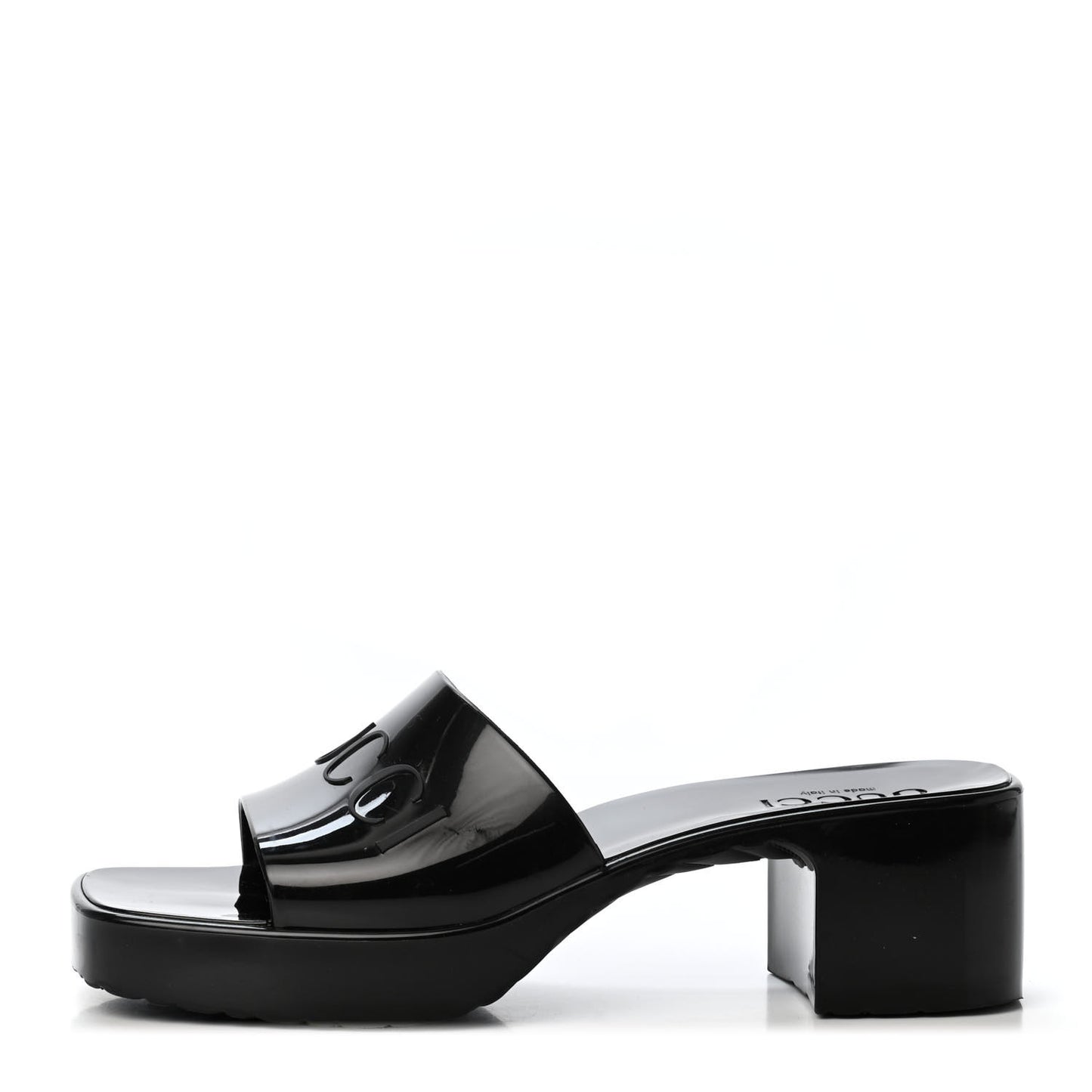 Rubber Gucci Logo Womens Platform 20/60mm Slide Sandals 37 Black