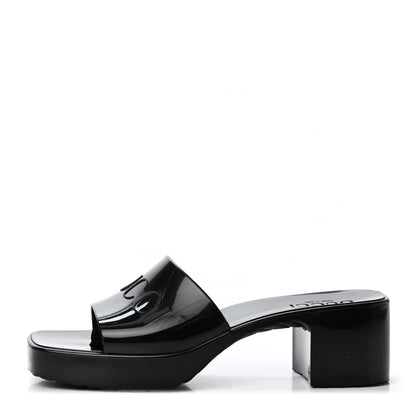 Gucci Rubber Gucci Logo Womens Platform 20/60mm Slide Sandals 37 Black 1 of 4