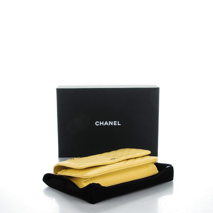 Chanel Lambskin Chevron Wallet On Chain WOC Yellow 4 of 8