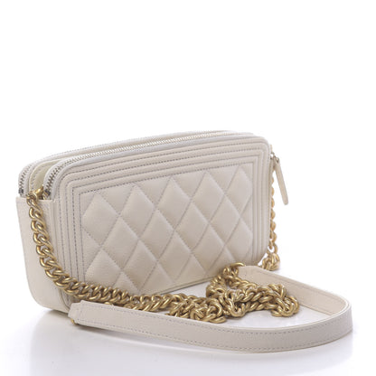 Chanel Caviar Quilted Small Boy Clutch With Chain White 3 of 16