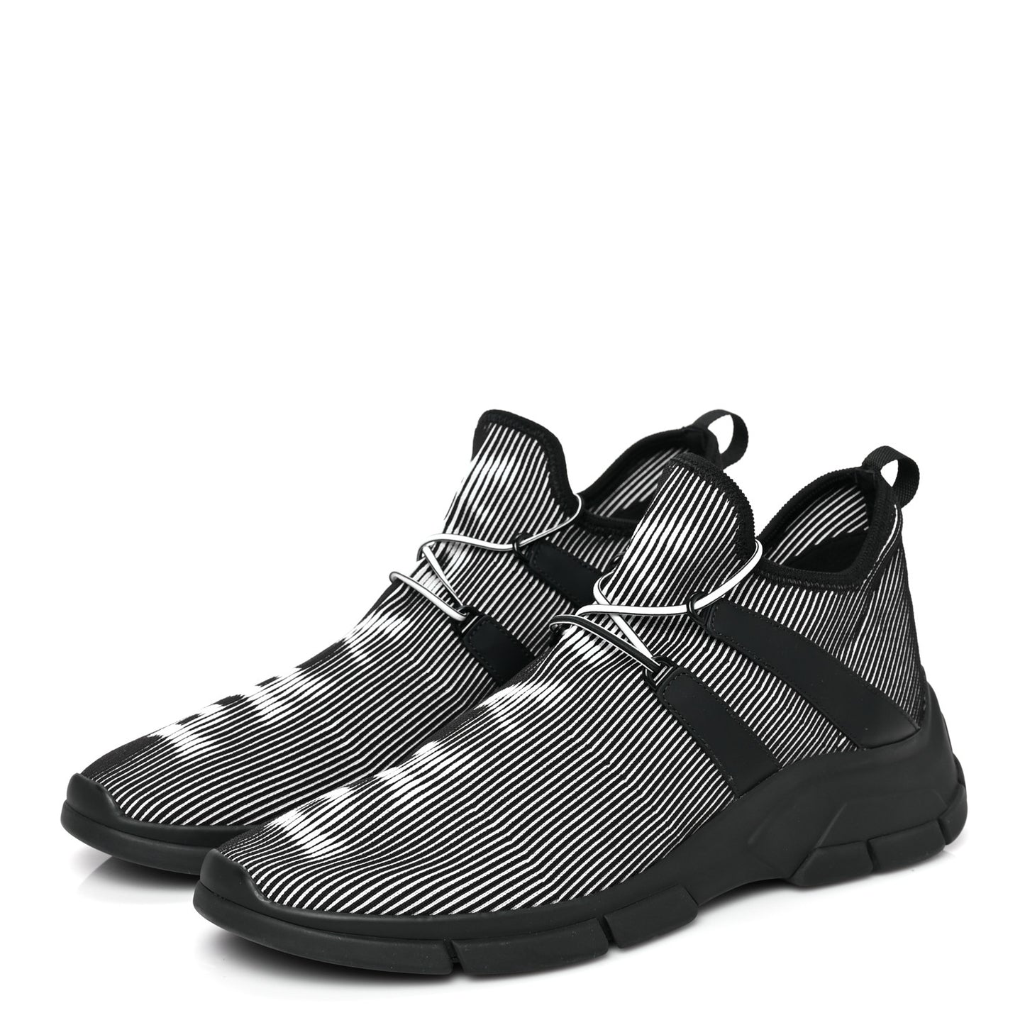 Knit Fabric Mens Logo Sneakers 9 Black White
