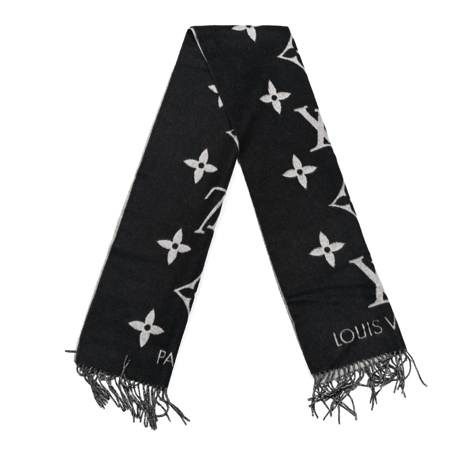 Louis Vuitton Cashmere Monogram Reykjavik Scarf Black Black 2 of 3