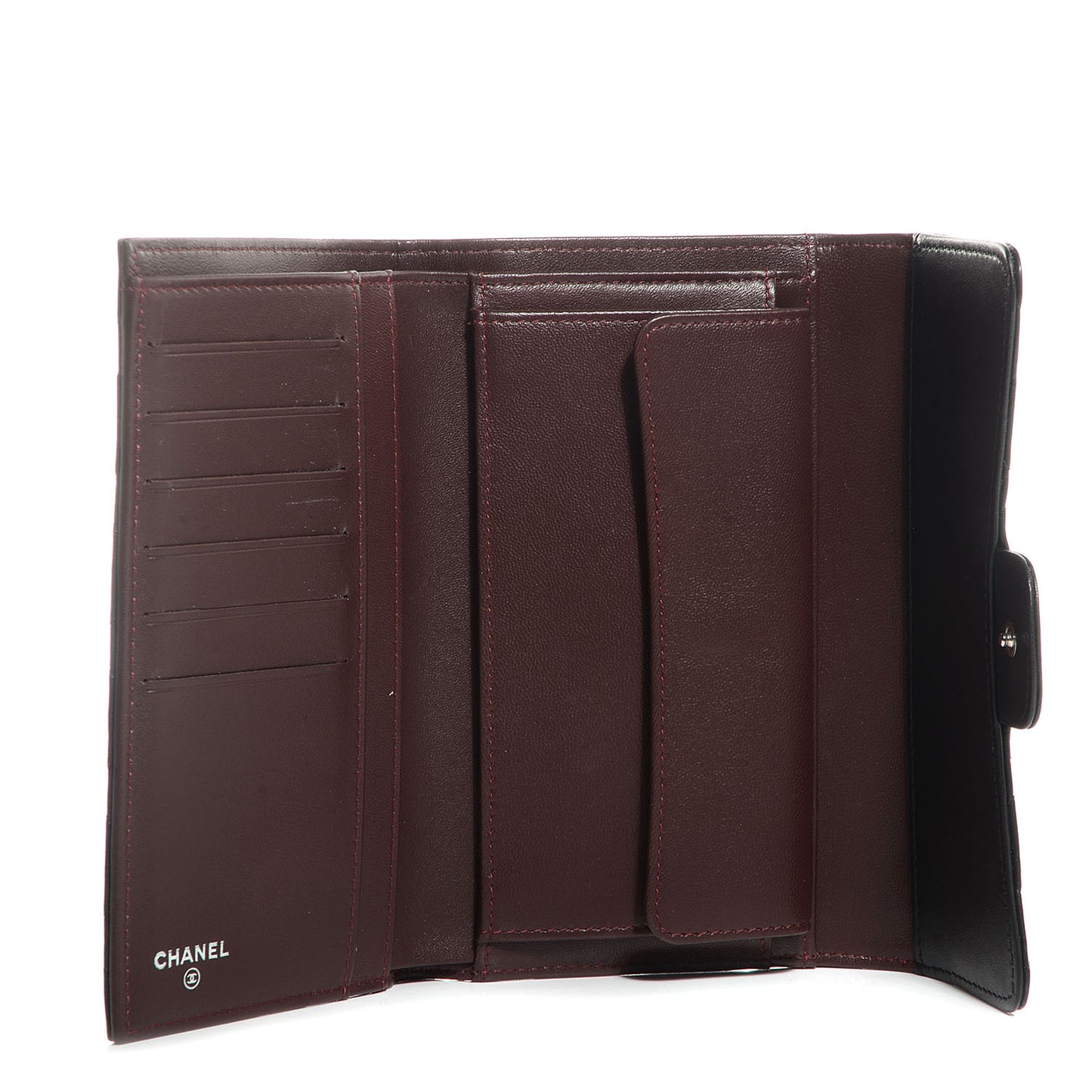 Lambskin Quilted Large Flap Wallet Black