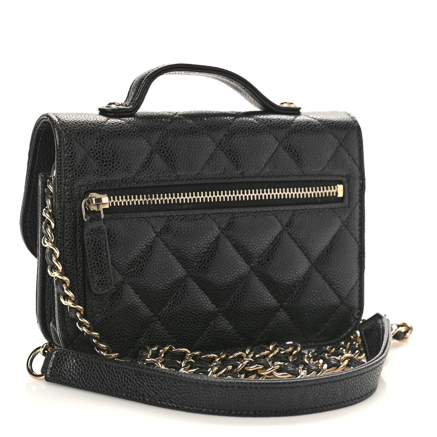 Caviar Quilted Business Affinity Clutch With Chain Black