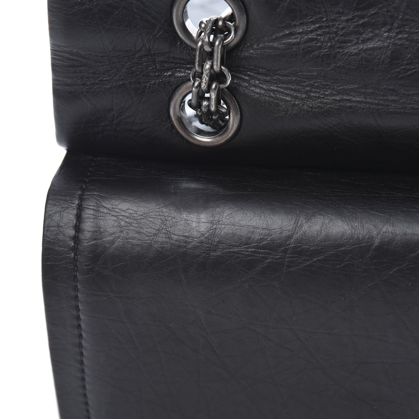 Aged Calfskin Quilted 2.55 Reissue 227 Flap Black