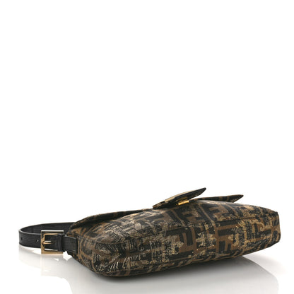 Fendi Zucca Lizard Floral Print Baguette Tobacco 4 of 8