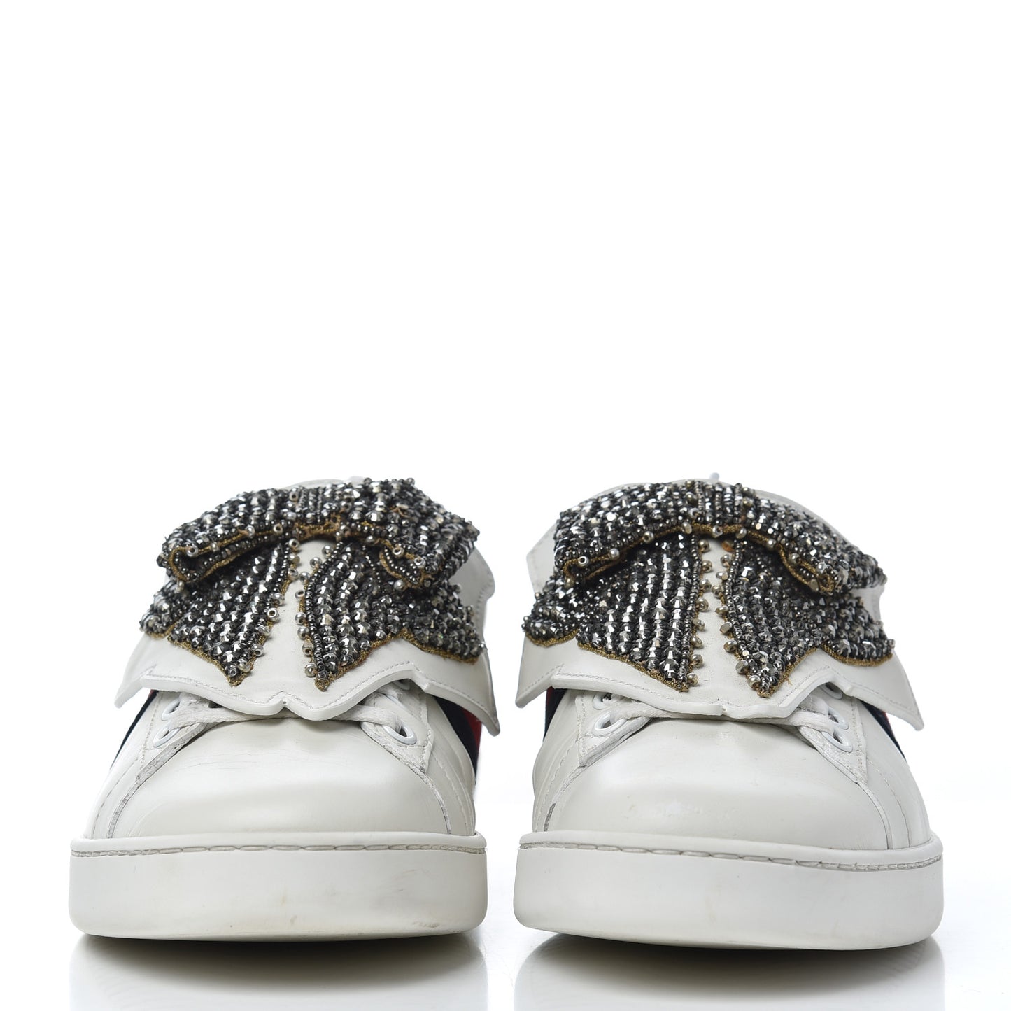 Calfskin Ayers Web Womens Ace Bow Lace Sneakers 37.5 White