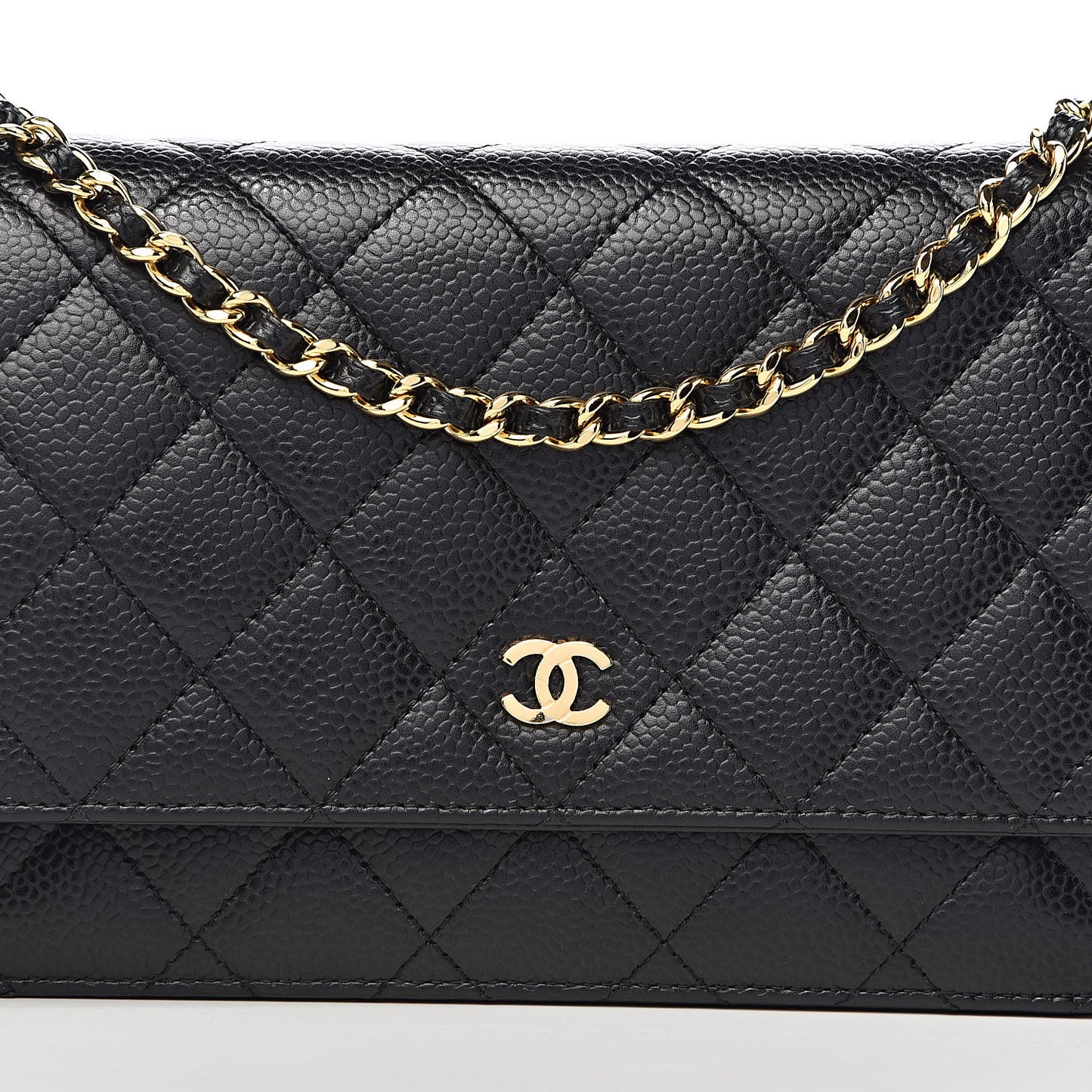Caviar Quilted Wallet On Chain WOC Black