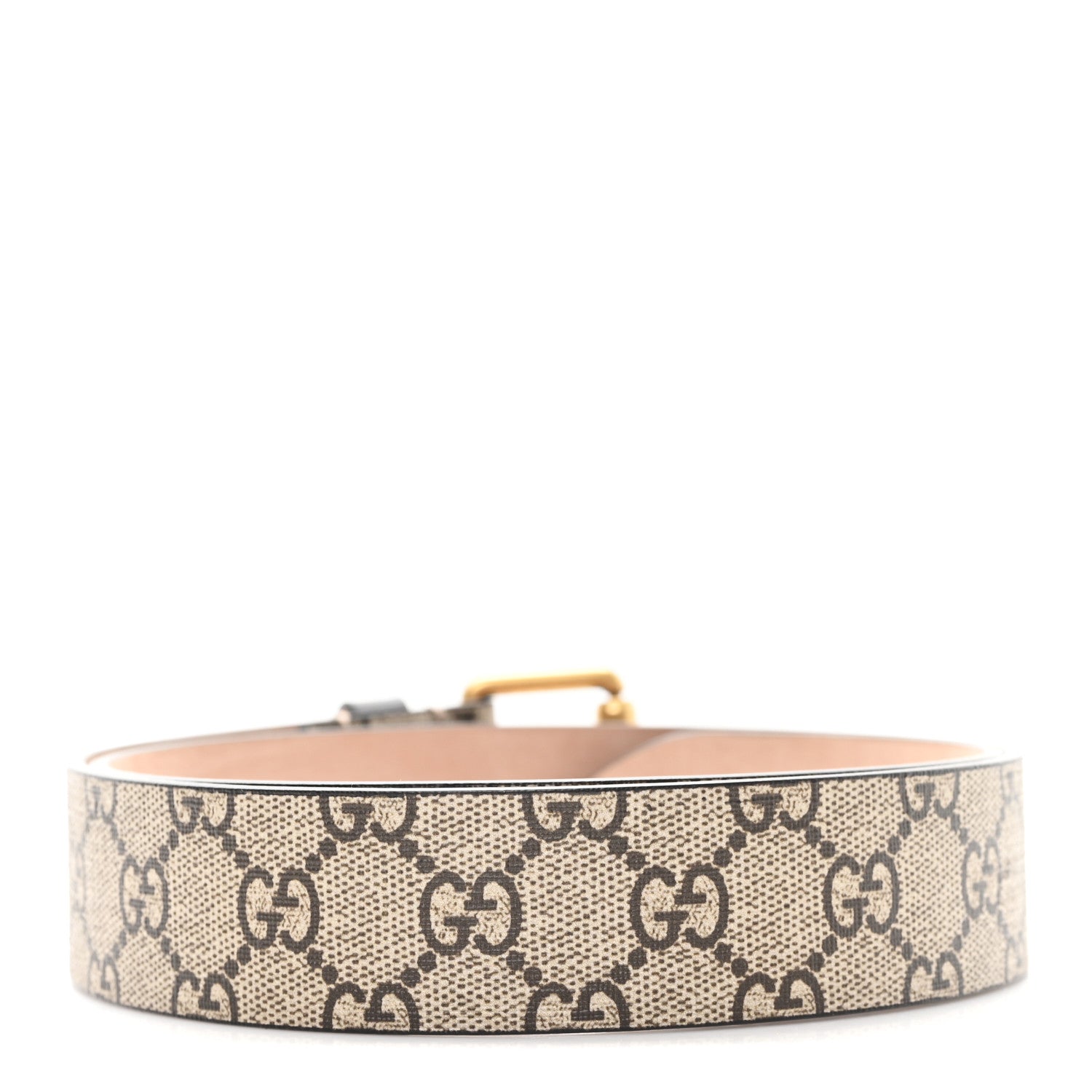 Gucci GG Supreme Monogram Selleria Calfskin Kingsnake 35mm Belt 85 34 Beige Ebony Multicolor Cocoa 2 of 4