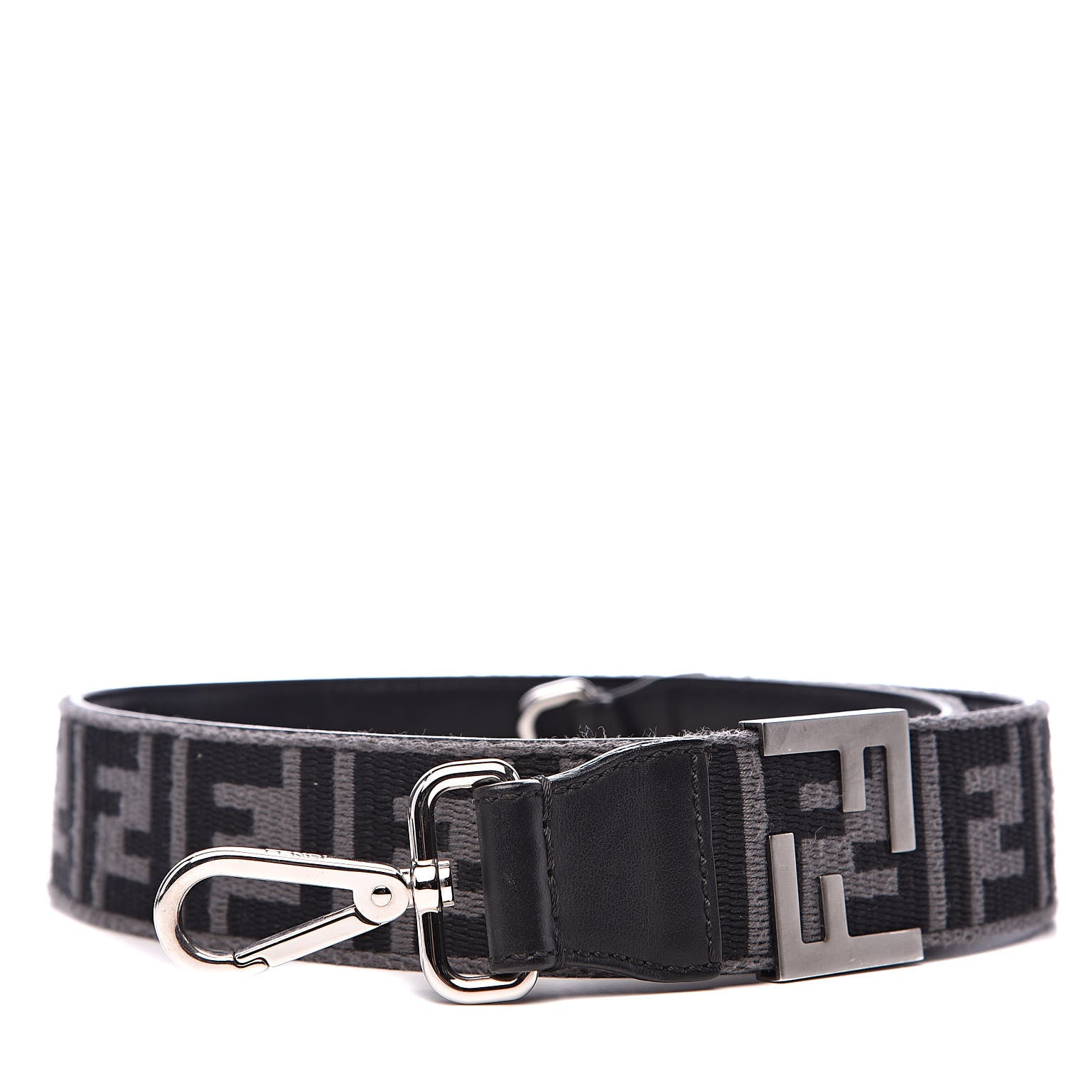 Fendi Fabric Calfskin FF Strap You Grey Black 1 of 6