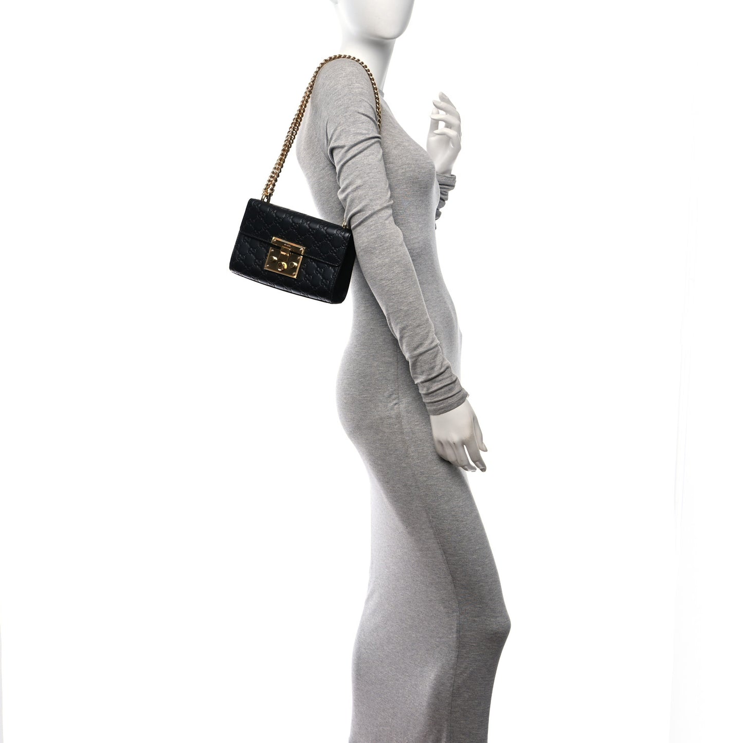 Guccissima Small Padlock Shoulder Bag Black