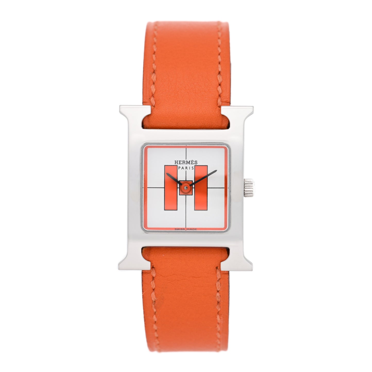 Stainless Steel Swift 21mm Heure H Hour Quartz Watch Orange