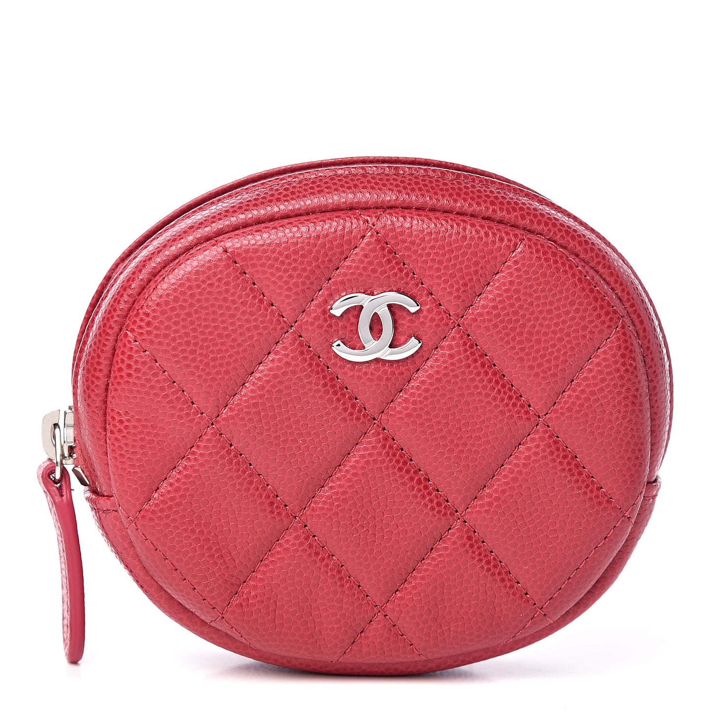 Caviar Quilted Zip Around Classic Coin Purse Dark Pink