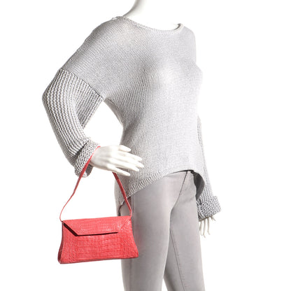 Nancy Gonzalez Crocodile Envelope Convertible Clutch Coral 2 of 8