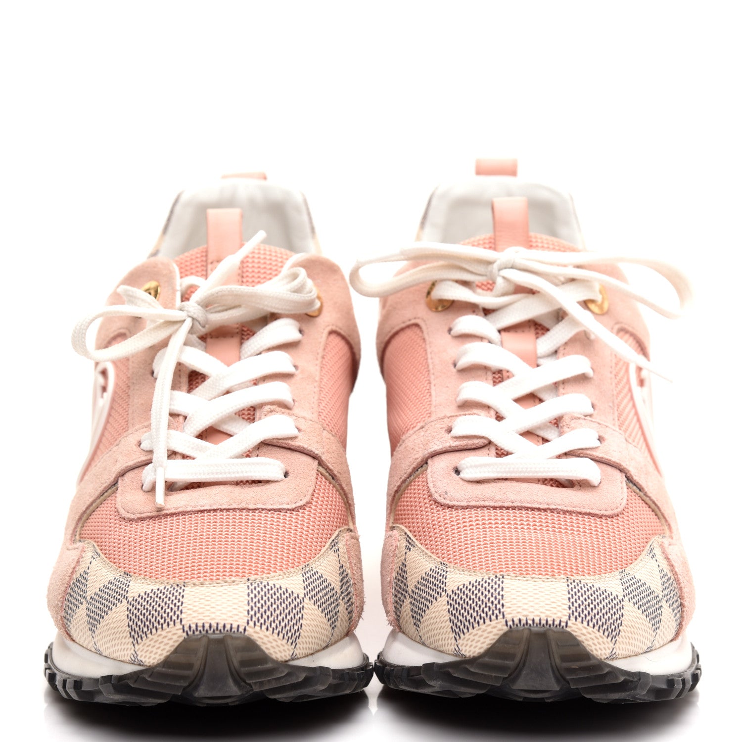 Louis Vuitton Suede Damier Azur Run Away Sneakers 38 Pink 2 of 8