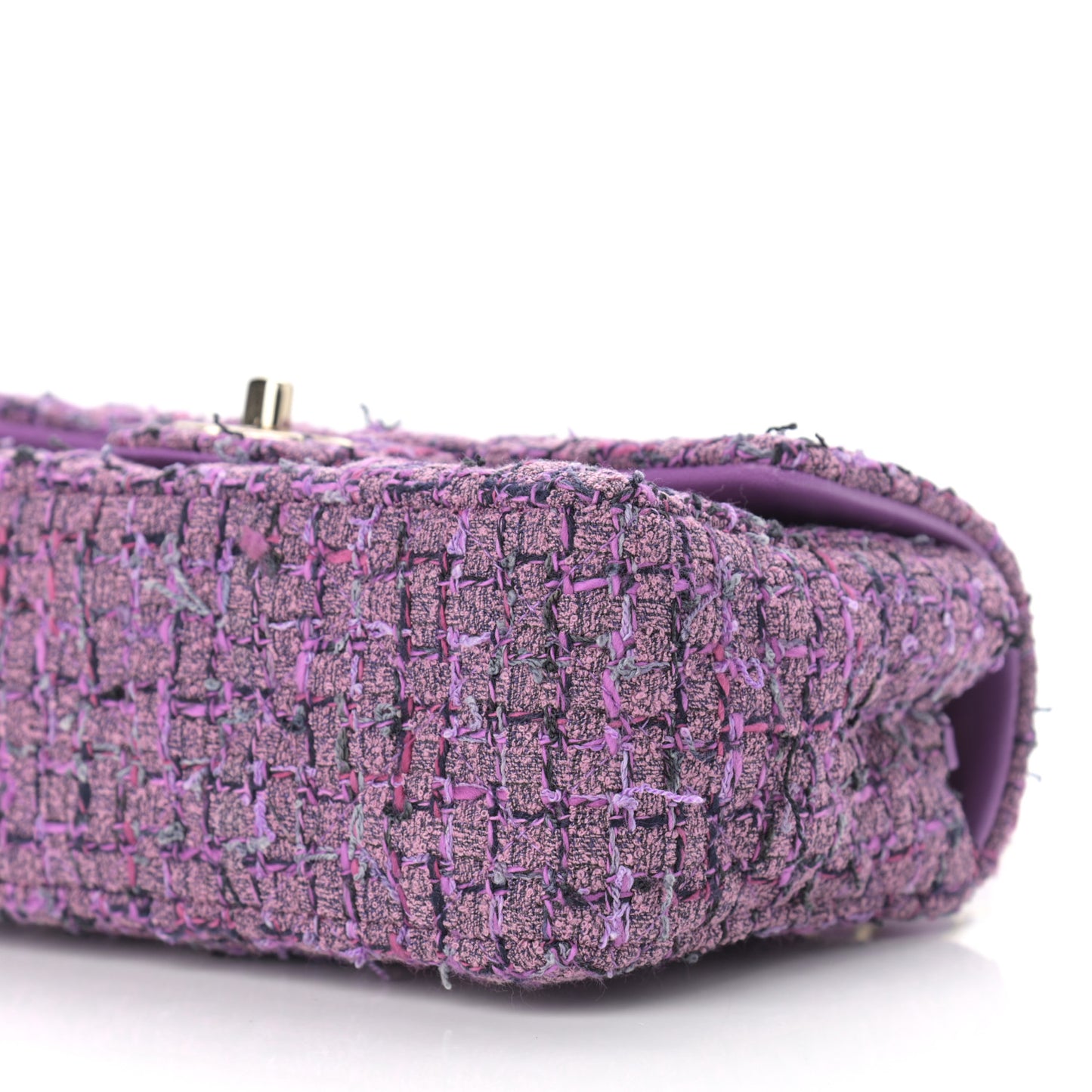 Tweed Quilted Mini Rectangular Flap Light Purple Pink Navy