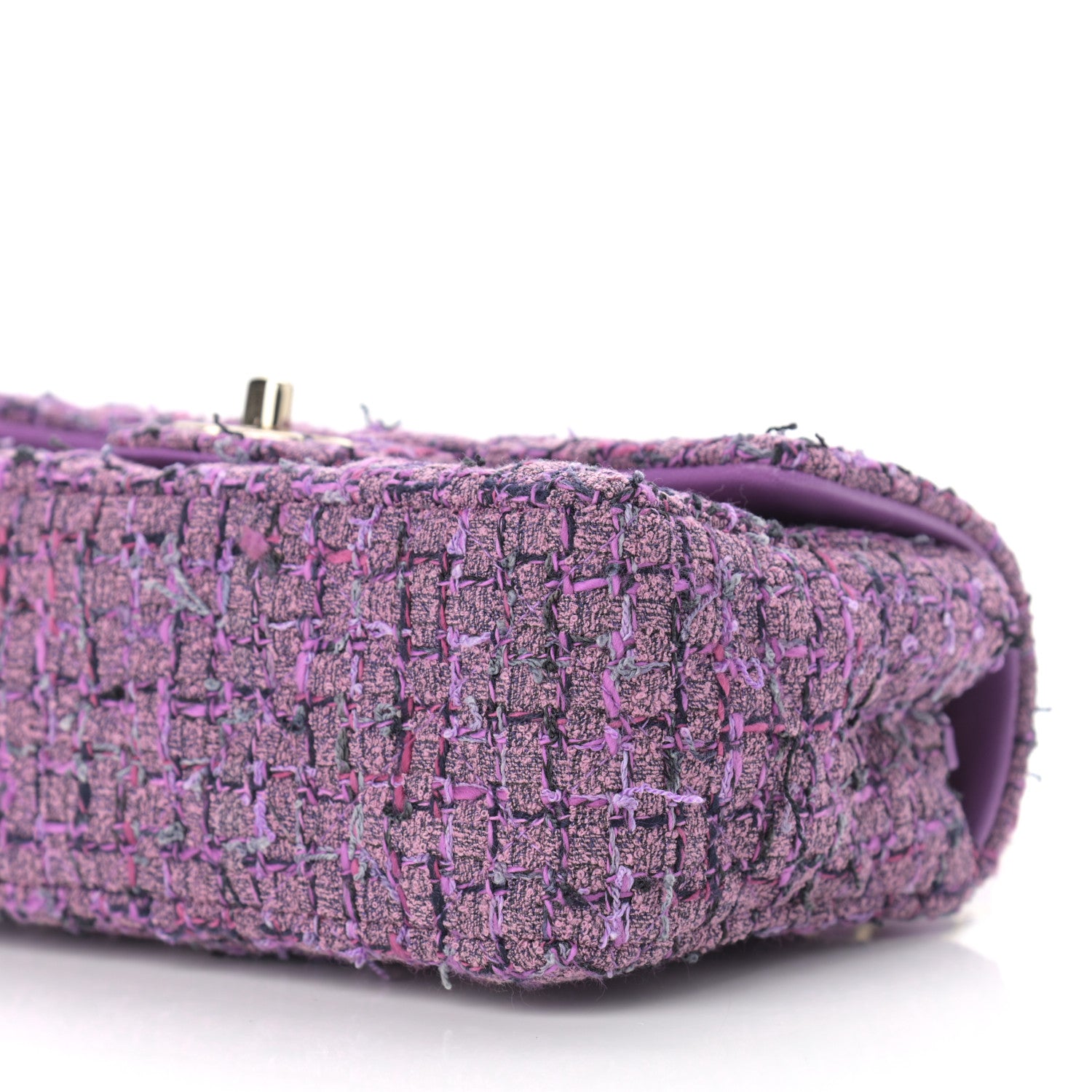 Chanel Tweed Quilted Mini Rectangular Flap Light Purple Pink Navy 10 of 11