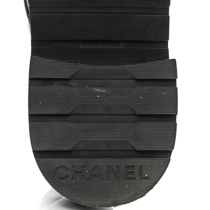 Chanel Shiny Calfskin Quilted Lace Up Combat Boots 36.5 Black 6 of 9