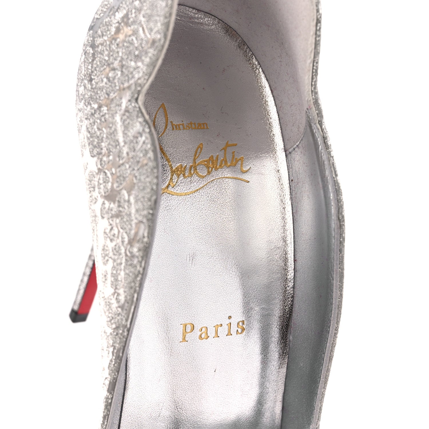 Christian Louboutin Glitter Specchio Hot Chick 100 Pumps 39 Silver 6 of 8