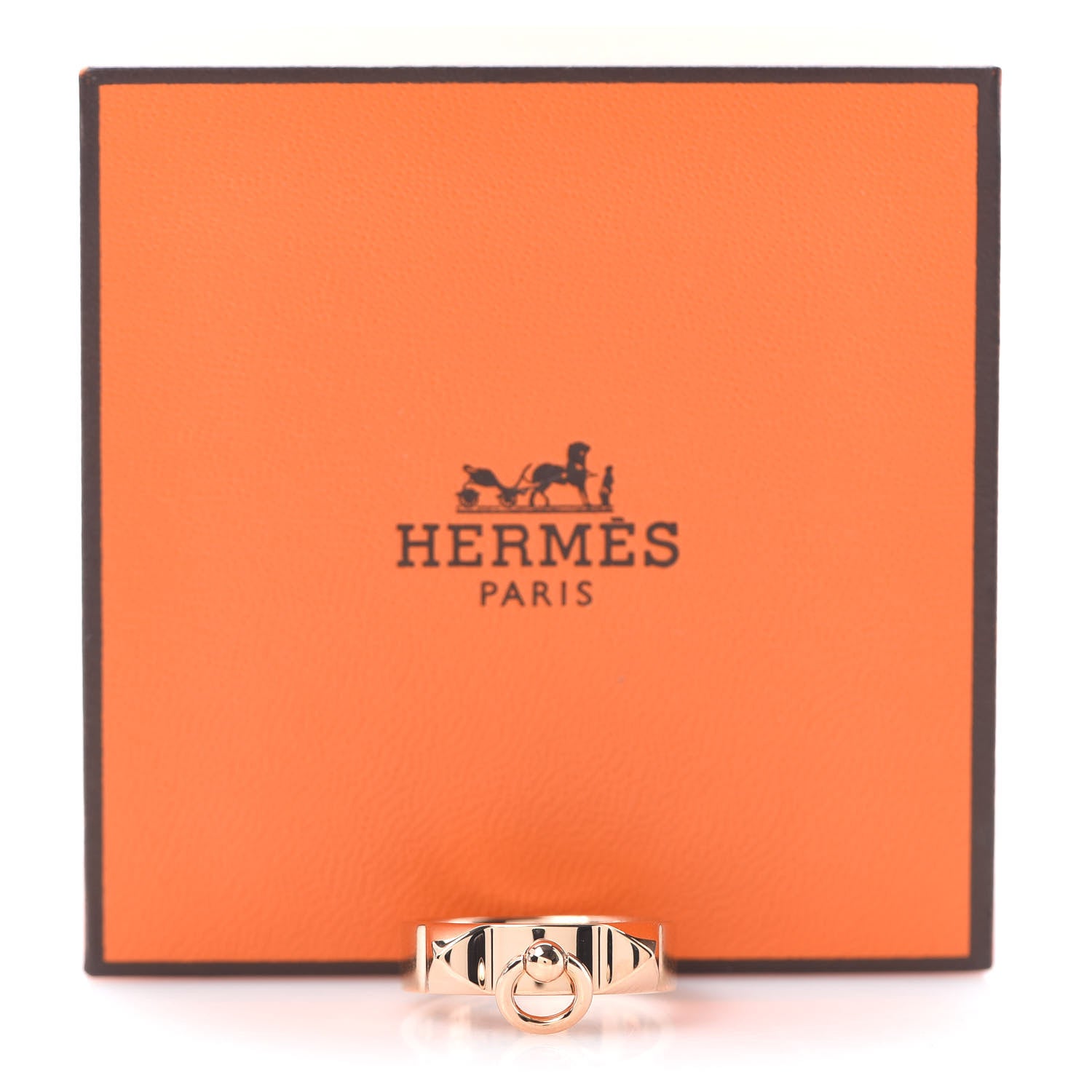 Hermes 18K Rose Gold PM Collier De Chien Ring 53 6.25 5 of 5