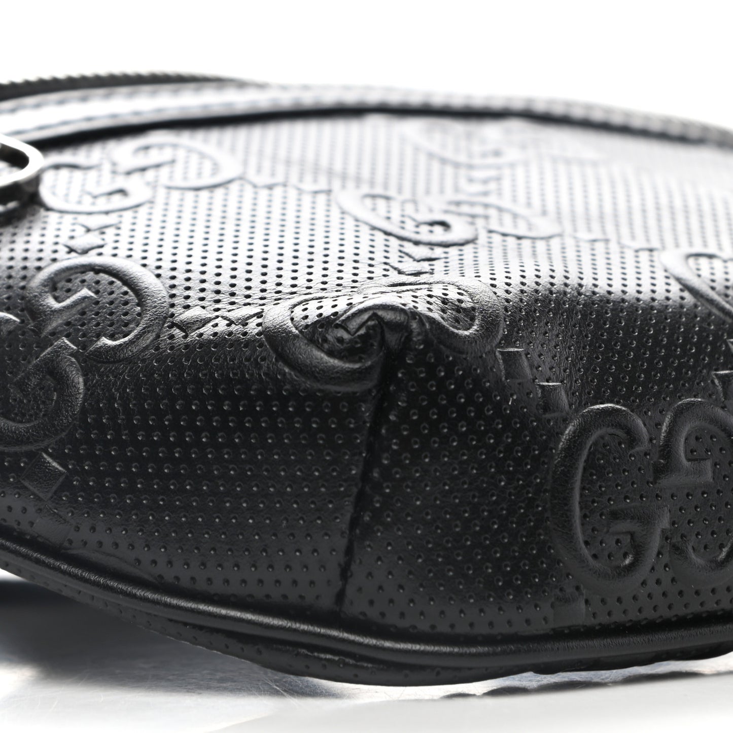 Calfskin GG Tennis Embossed Belt Bag Black