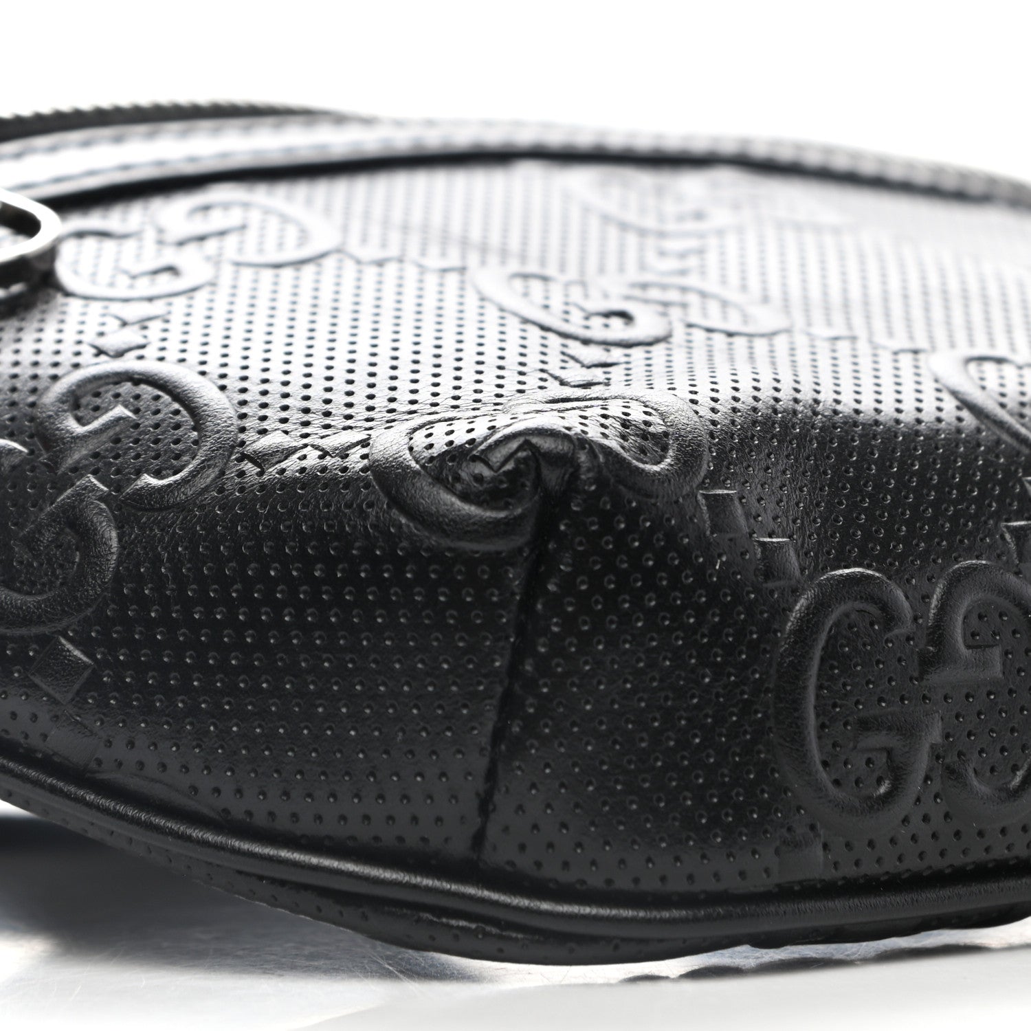 Gucci Calfskin GG Tennis Embossed Belt Bag Black 8 of 11