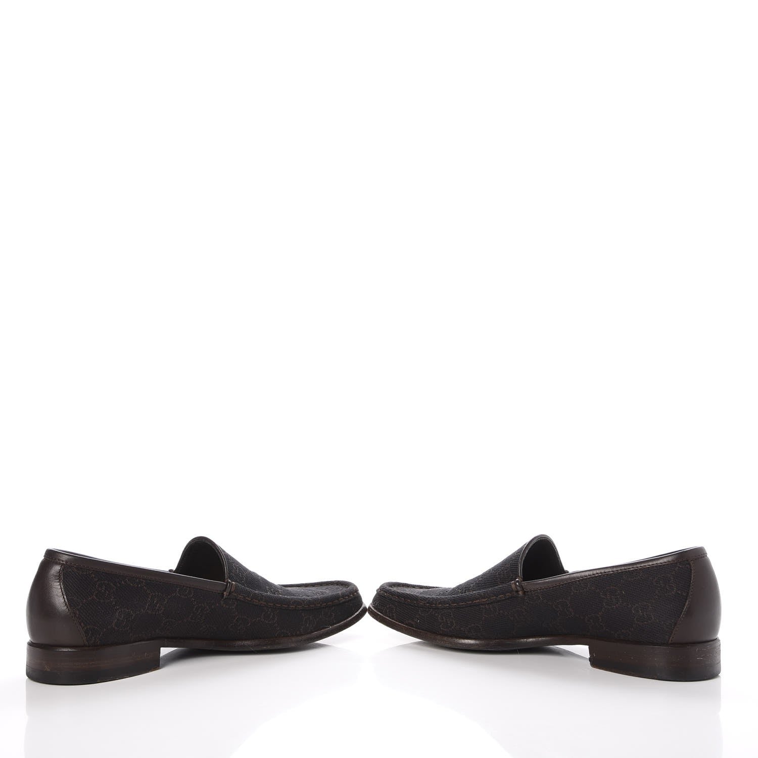Gucci Denim Monogram Loafers 8 Dark Brown 5 of 9