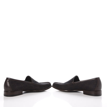 Gucci Denim Monogram Loafers 8 Dark Brown 5 of 9