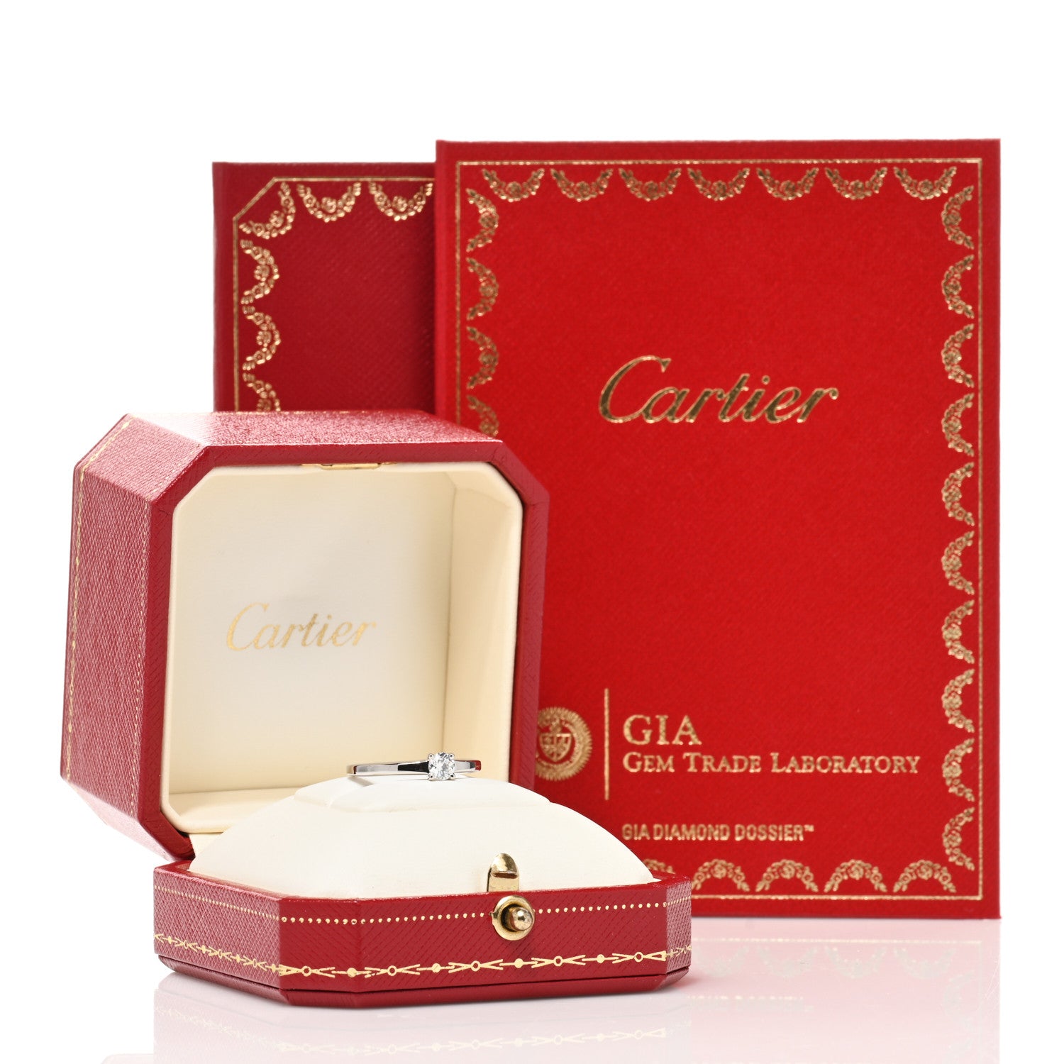 Cartier Platinum .24ct Diamond Solitaire Engagement Ring 53 6.5 5 of 5