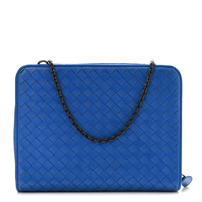 Bottega Veneta Nappa Intrecciato Zip Around Wallet On Chain Signal Blue 1 of 9