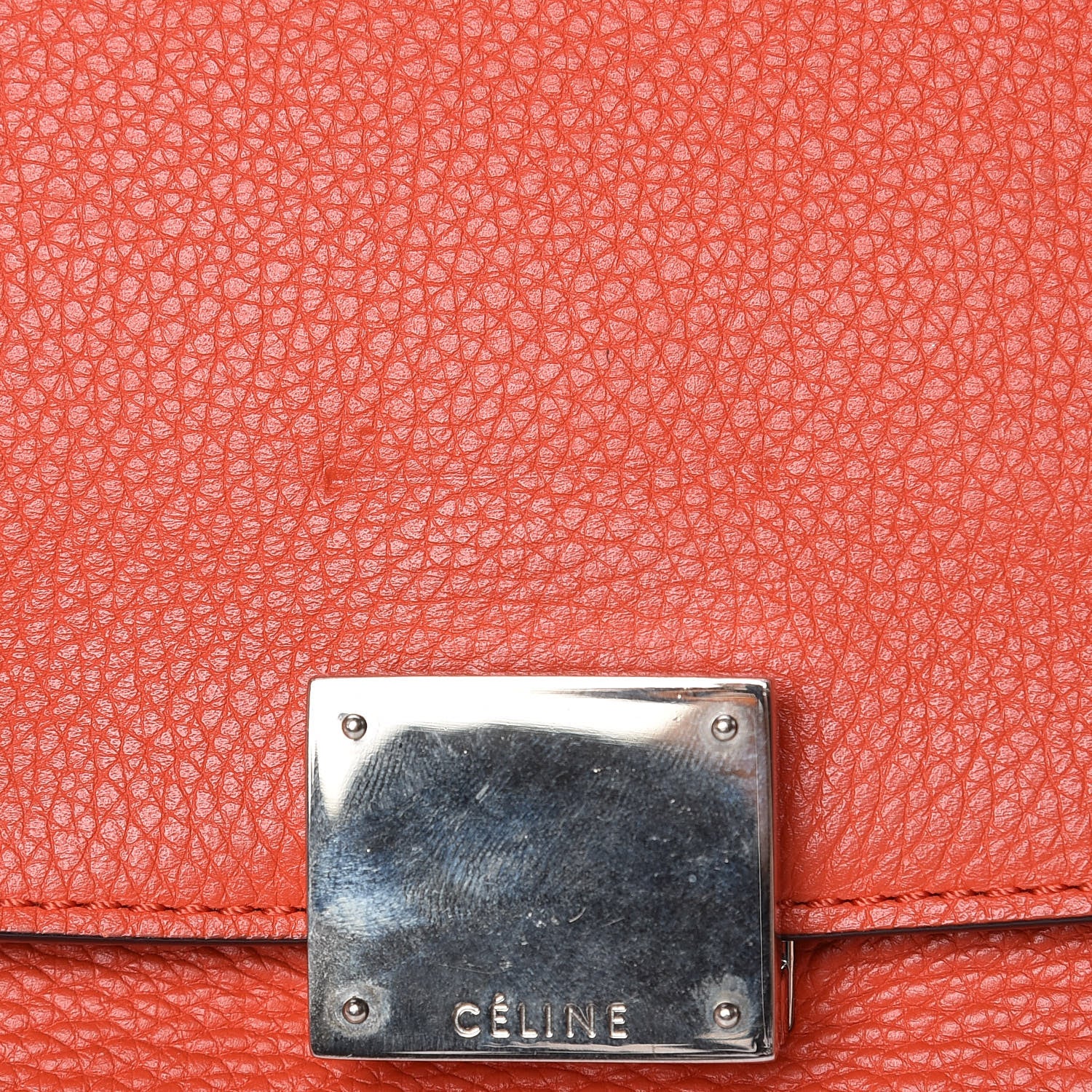 Celine Drummed Calfskin Suede Medium Trapeze Vermillion 20 of 21
