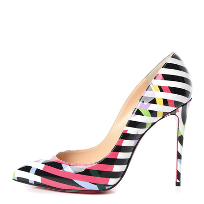 Christian Louboutin Patent Cinestripes Pigalle Follies 100 Pumps 39 Multi 1 of 8