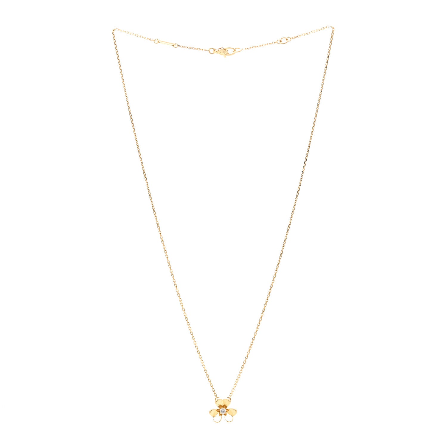 Van Cleef & Arpels 18K Yellow Gold Diamond Mini Frivole Pendant Necklace 3 of 6