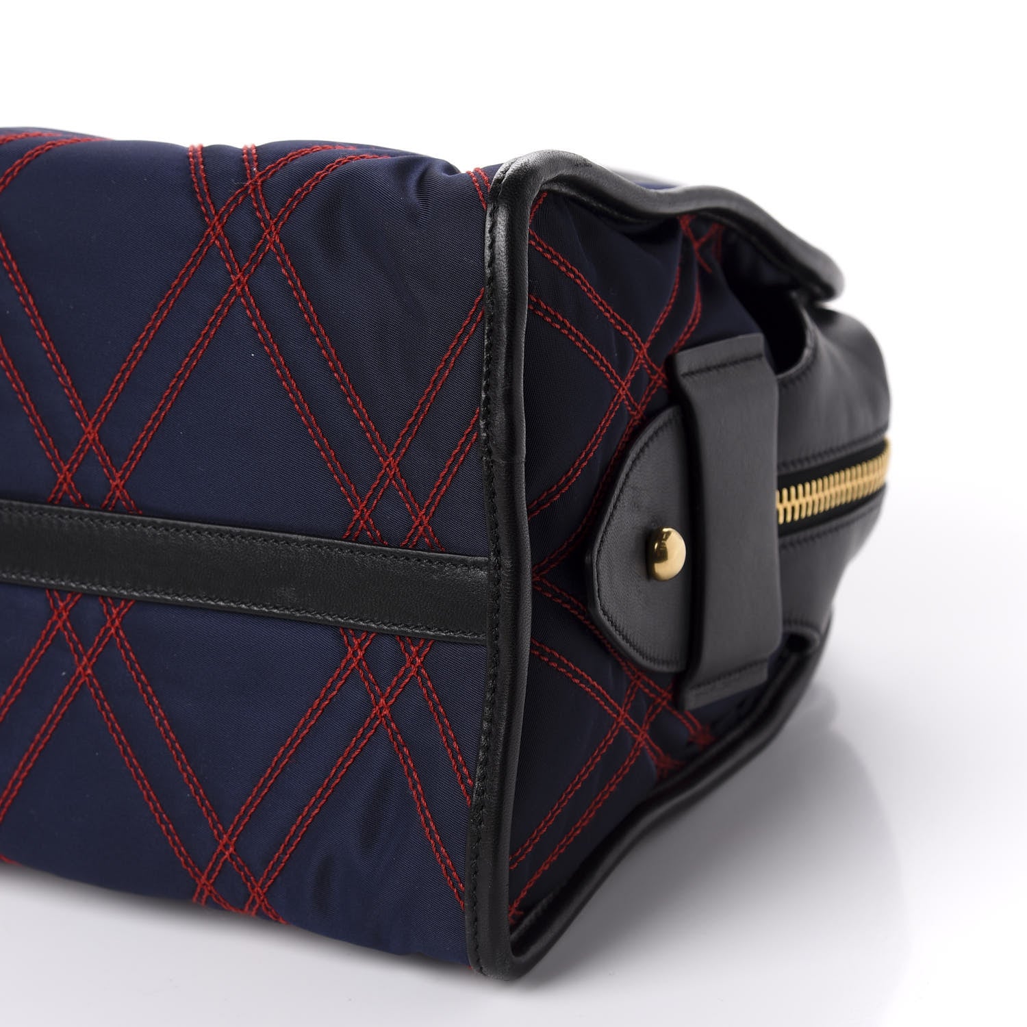 Prada Tessuto Nylon Quilted Impunturato Bauletto Baltico Fuoco 8 of 11