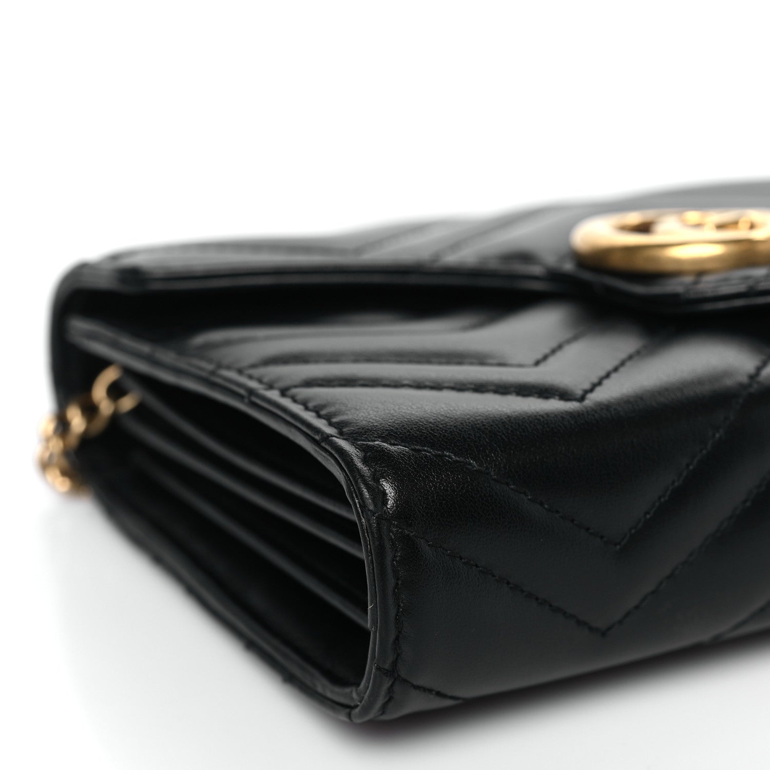 Gucci Calfskin Matelasse GG Marmont Chain Wallet Black 8 of 10