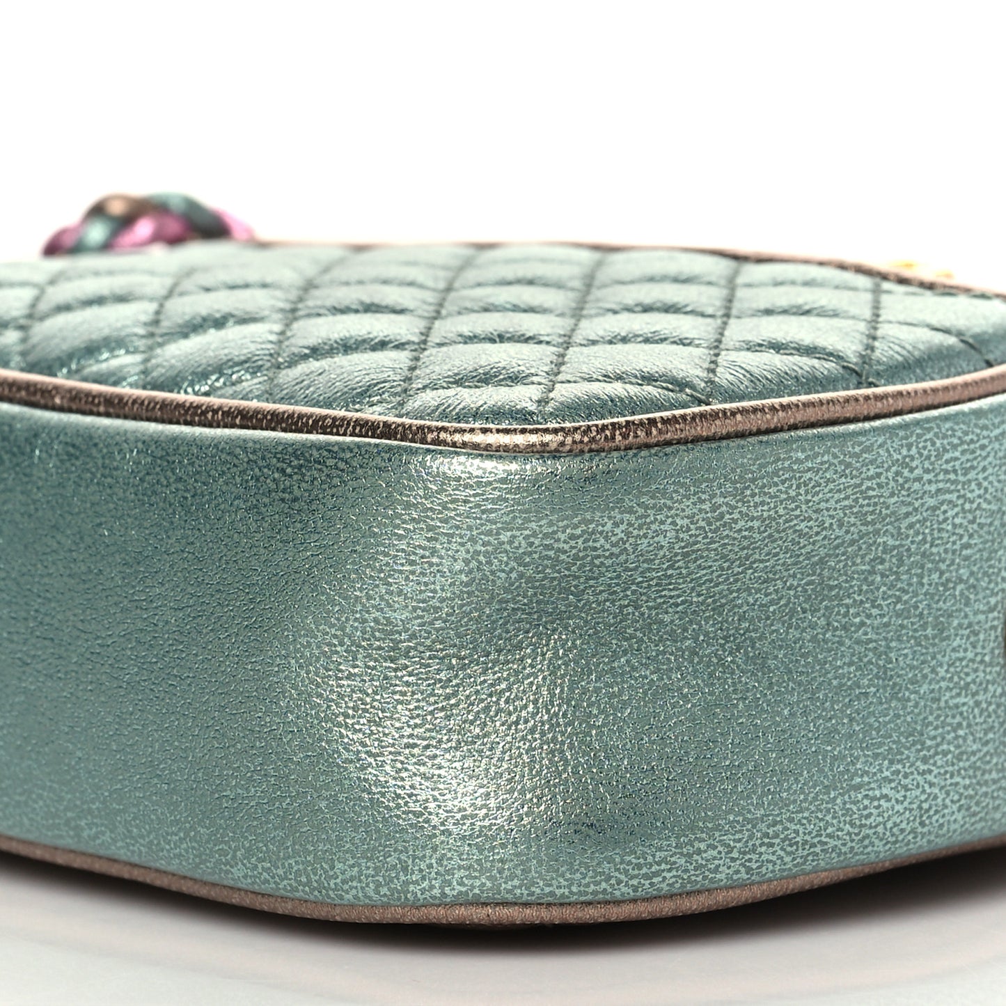 Laminated Nappa Trapuntata Mini Zumi Dome Shoulder Bag Rosa Lago Rame