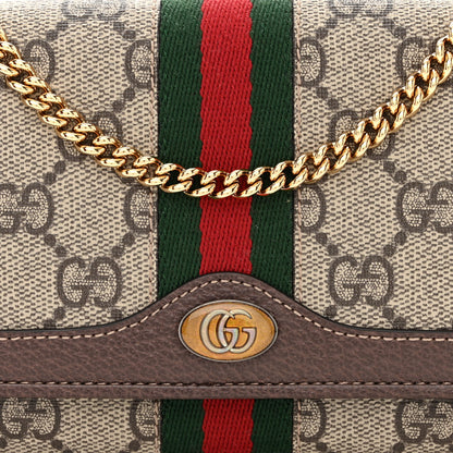 Gucci GG Supreme Monogram Web Ophidia Wallet On Chain Brown 8 of 11