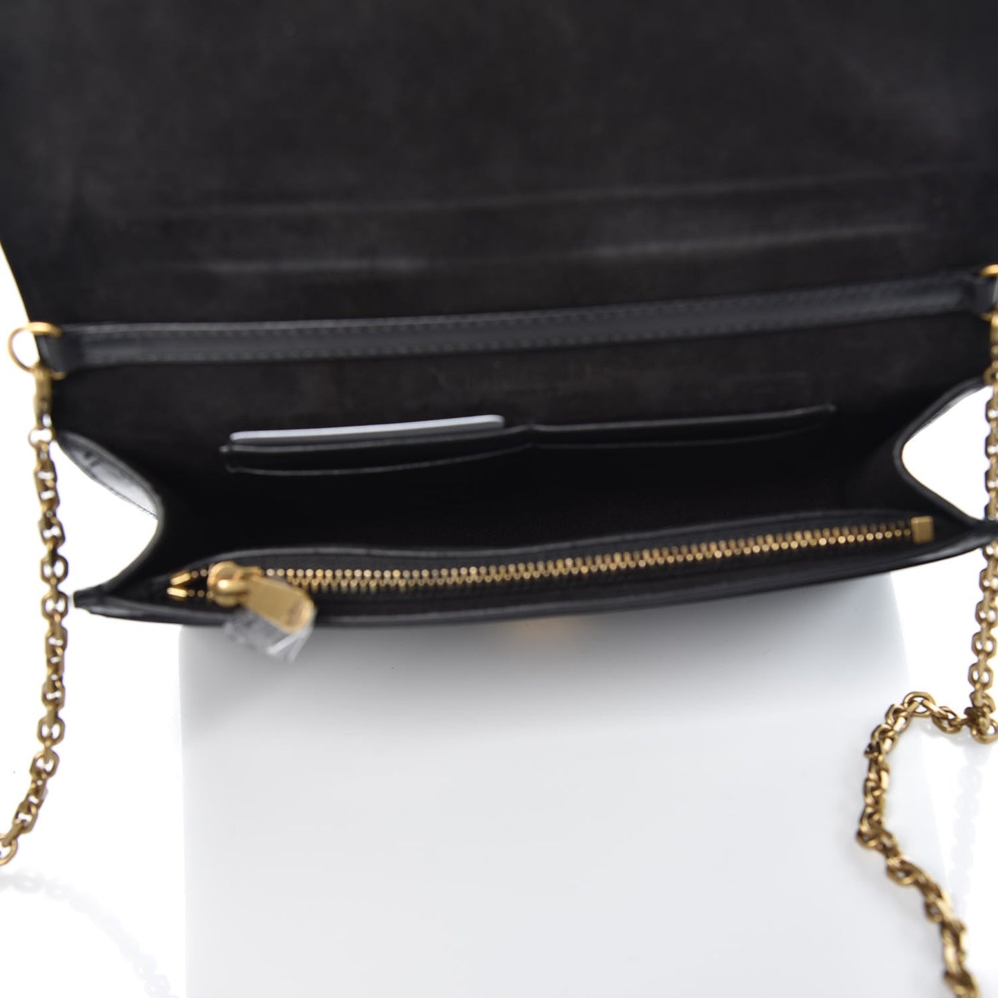 Calfskin Embossed Stars Wallet on Chain Black Gold