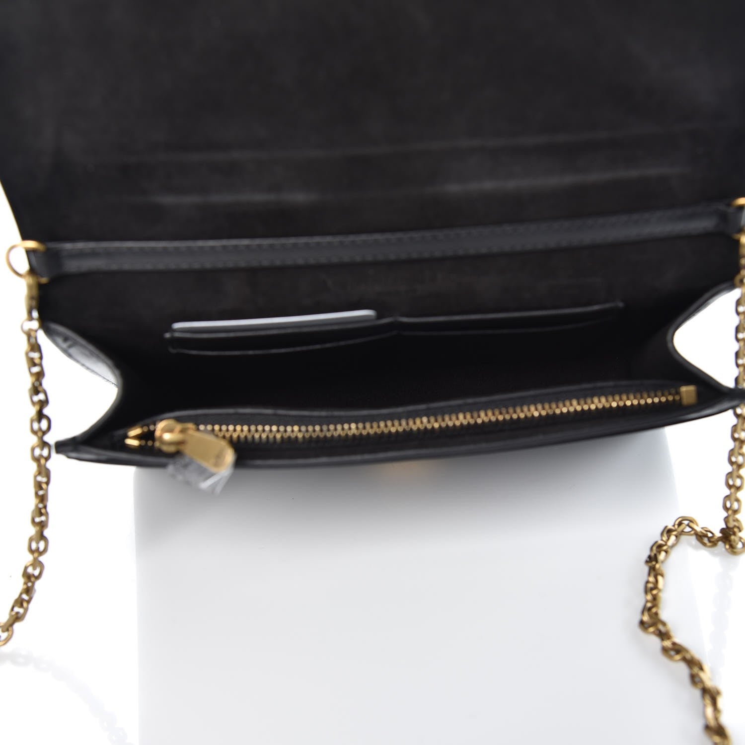 Christian Dior Calfskin Embossed Stars Wallet on Chain Black Gold 5 of 6