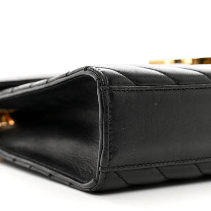 Saint Laurent Lambskin Matelasse Chevron Medium Monogram Satchel Black 9 of 13