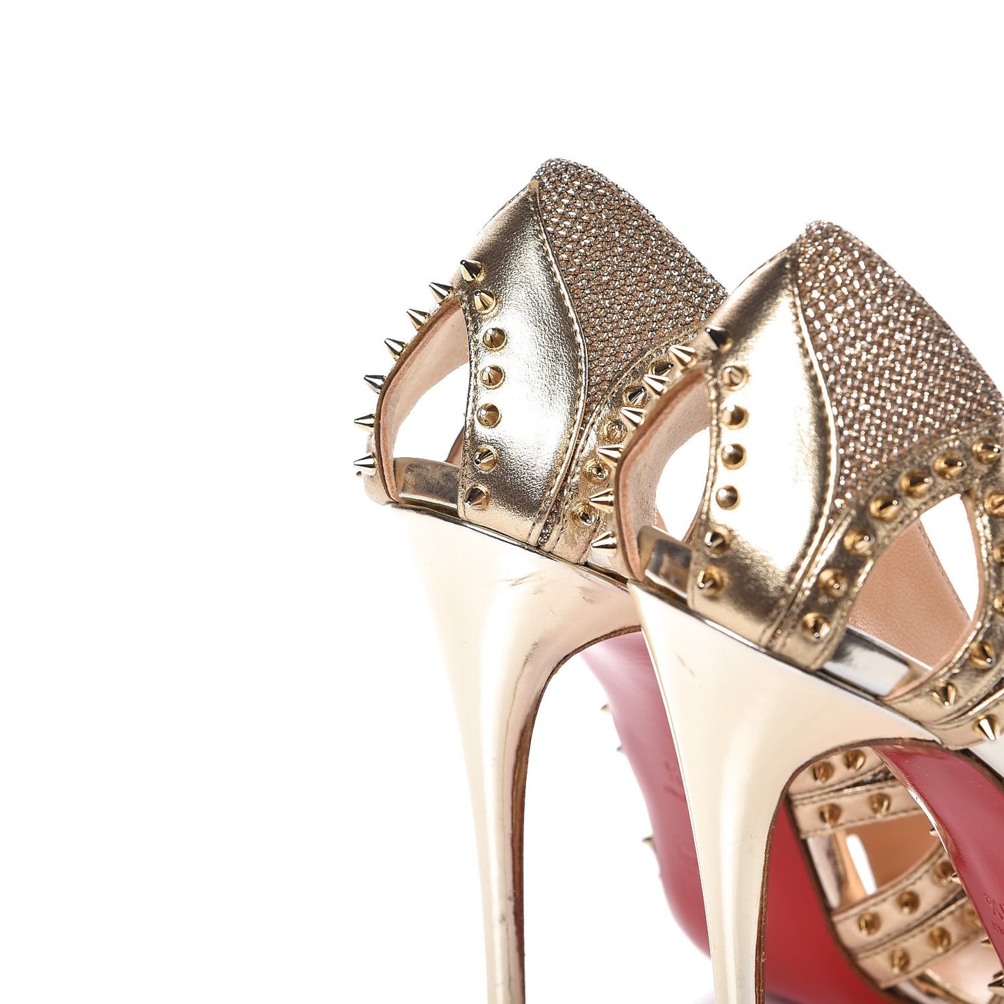 Glitter Silk Nappa Spiked Circus City 120 Pumps Gold