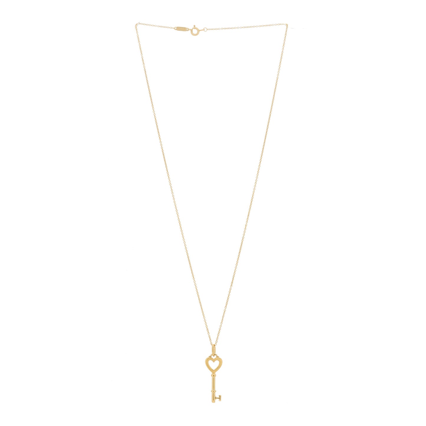 18K Yellow Gold Mini Heart Key Pendant Necklace