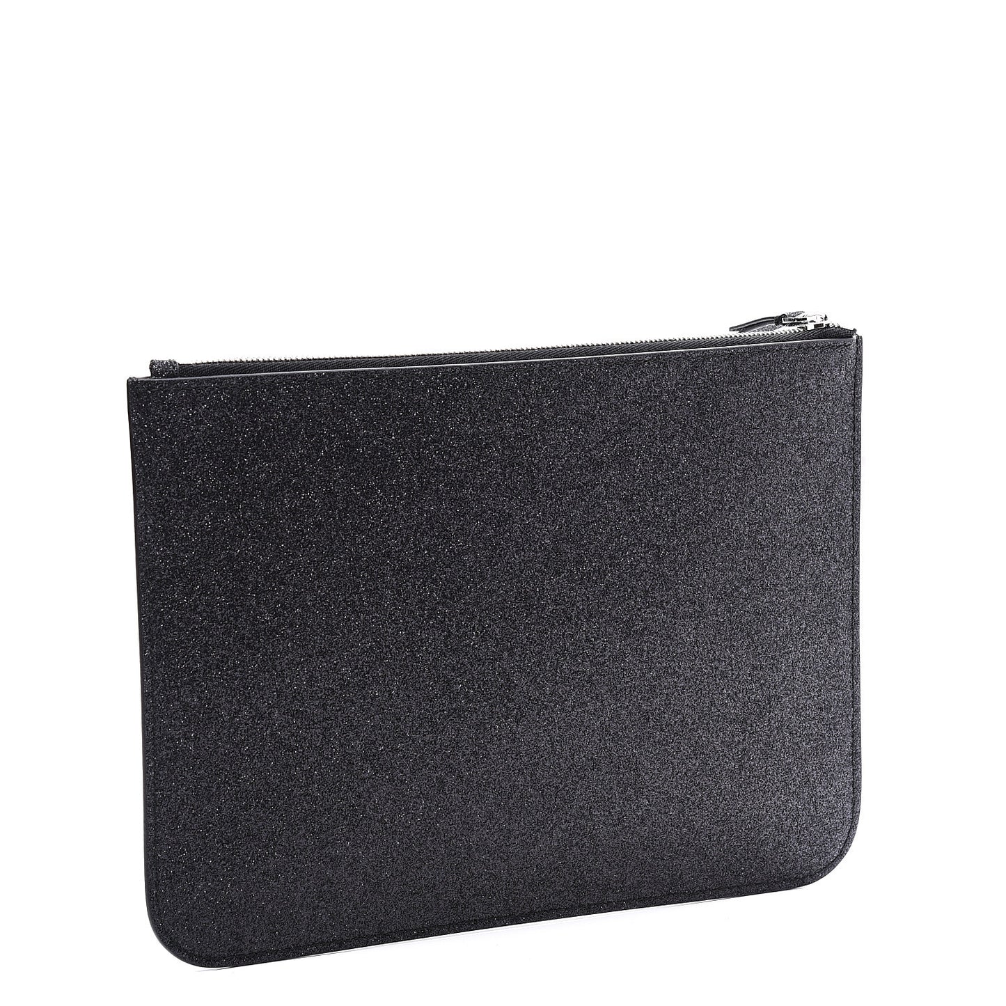 Glitter Calfskin Logo Everyday Pouch M Black