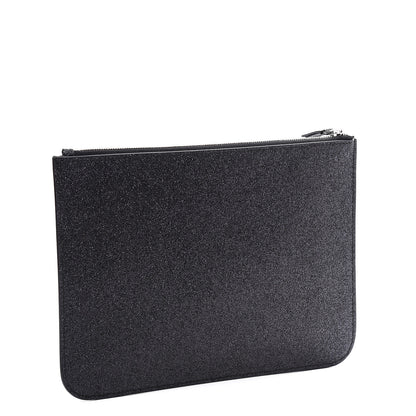 Balenciaga Glitter Calfskin Logo Everyday Pouch M Black 2 of 9